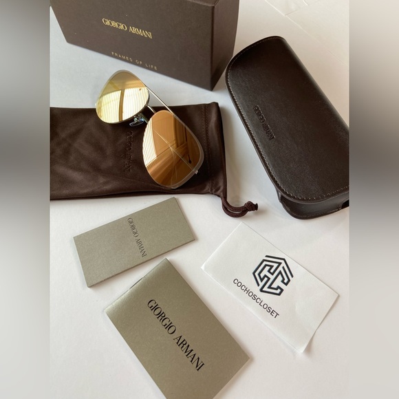 Giorgio Armani Pilot Sunglasses AR6084 Rose Gold Aviator - Picture 9 of 12